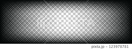 Modern black halftone gradient background with a stylish dotted texture. Abstract digital pattern for technology, futuristic design, and elegant compositions 123978781