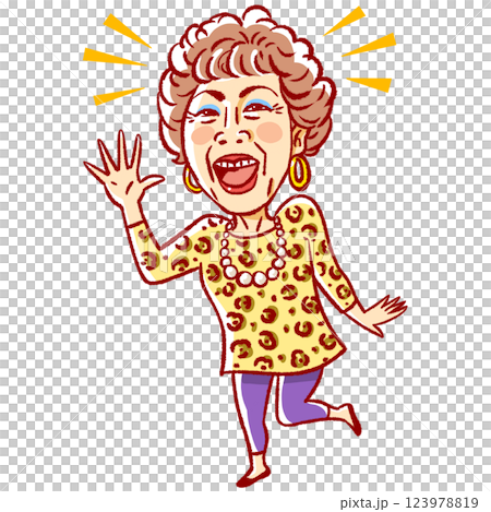 身穿豹紋運動衫的大阪女士插圖 123978819