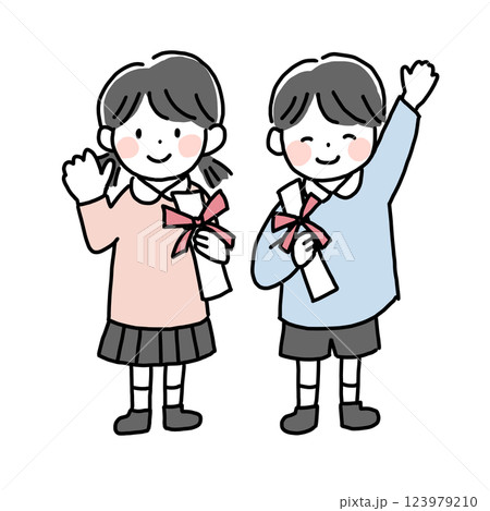 卒園する子供のイラスト 123979210