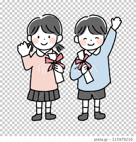 卒園する子供のイラスト 123979210