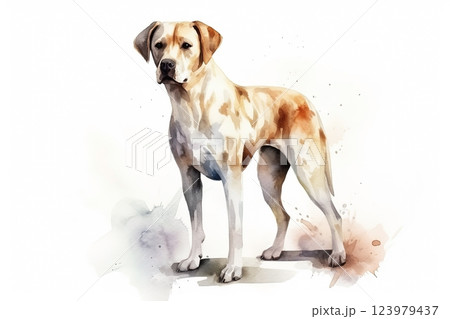 Watercolor dog illustration on white background 123979437