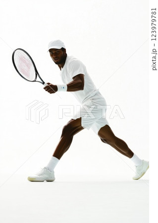 Athletic Tennis Player Perfecting the Shot Athletic Tennis Player Perfecting the Shot 123979781