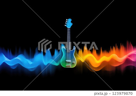 Vibrant sound wave resembling a guitar silhouette 123979870