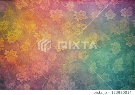 Vintage flowers background. Old paper texture. Ai generated 123980014