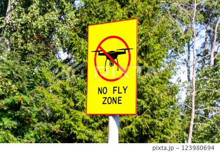 No fly zone sign against a natural background No fly zone sign against a natural background 123980694