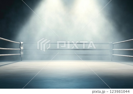 Powerful Atmosphere in a Professional Boxing Arena 123981044