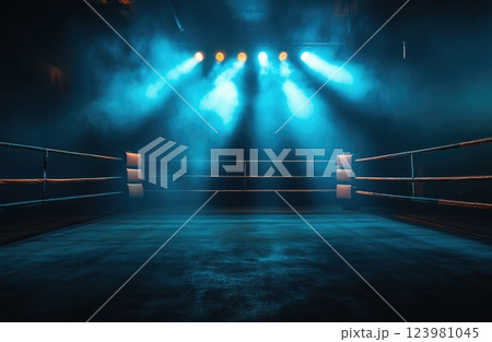 Boxing Ring Under Intense Stage Lighting 123981045