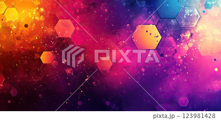 Colorful abstract hexagonal patterns create a vibrant visual experience in digital art Colorful abstract hexagonal patterns create a vibrant visual experience in digital art 123981428