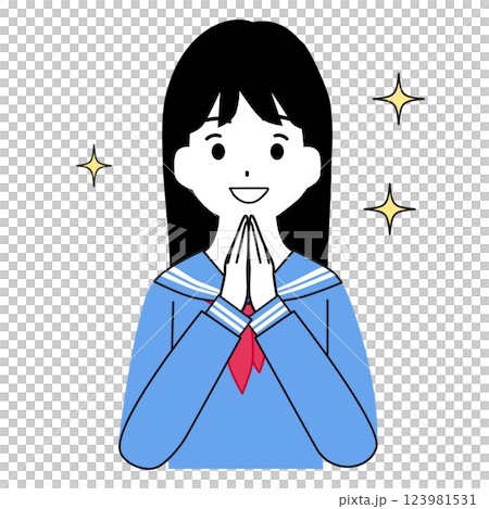 眼睛閃閃發光的女學生插圖 眼睛閃閃發光的女學生插圖 123981531