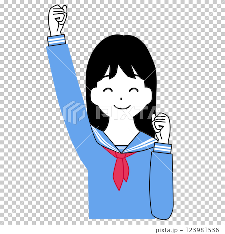 やる気がある女子学生のイラスト 123981536