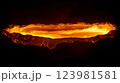 Mysterious fiery portal glowing bright in darkness, fascinating portal revealing mystical energy. Portal shaped clearly with unique fiery visuals, exciting fantasy background effect.  123981581