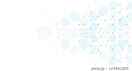 Abstract design element with geometric background of hexagons shape pattern 123981805