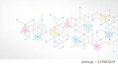 Abstract vector background with simple geometric figures and dots 123981824