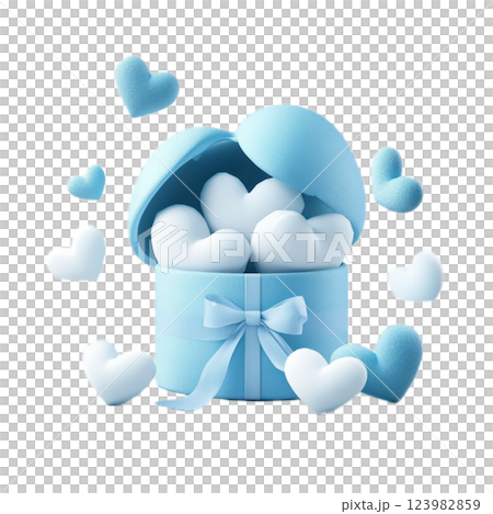 A beautiful Blue Heart Gift Box that features Floating Hearts inside, perfect for special occasions 123982859