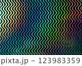A mesmerizing pattern of wavy lines in vibrant colors, creating a ripple effect that captures the eye with its dynamic energy and fluidity. 123983359