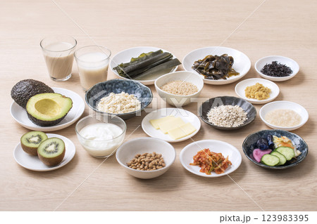 腸活食材食品 健康食品食材 イメージ素材 腸活食材食品 健康食品食材 イメージ素材 123983395