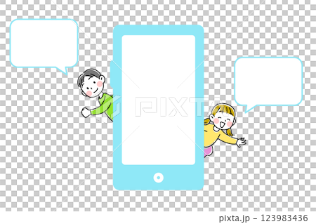 Illustration of a child communicating using a smartphone 123983436