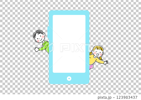 Illustration of a child using a smartphone Illustration of a child using a smartphone 123983437