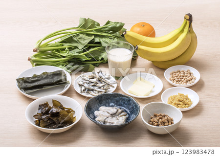 ミネラル食材食品　健康食品食材　五大栄養素　イメージ素材 123983478
