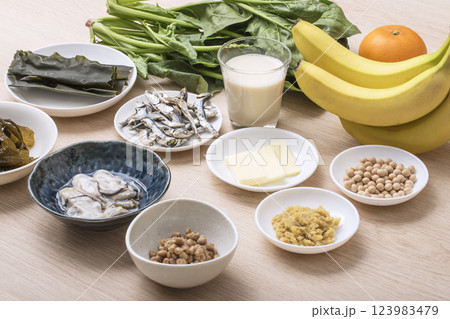 ミネラル食材食品　健康食品食材　五大栄養素　イメージ素材 123983479