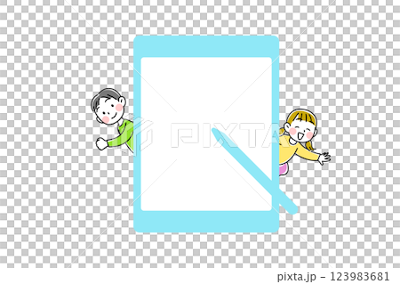 タブレットを使いこなすこどものイメージイラスト素材 123983681