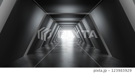 Futuristic Corridor Leading to Bright Light Futuristic Corridor Leading to Bright Light 123983929