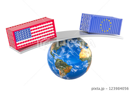 The EU and the USA trade balance concept, 3D rendering 123984056