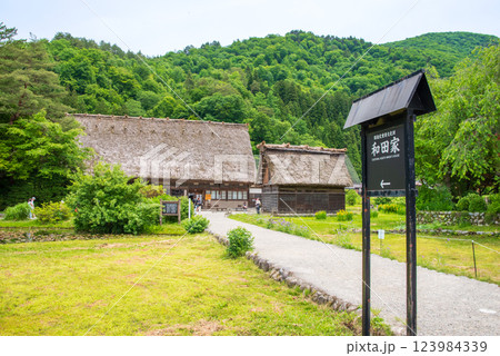初夏の白川村合掌造り集落・和田家住宅 123984339
