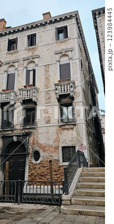 Venice vertical street with bridge 123984445
