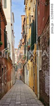 Venice vertical street with beautiful buildings Venice vertical street with beautiful buildings 123984448