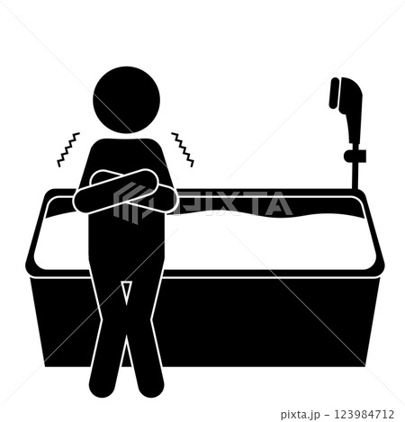 風呂 寒がる人のピクトグラム 風呂 寒がる人のピクトグラム 123984712