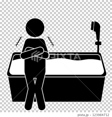 風呂 寒がる人のピクトグラム 風呂 寒がる人のピクトグラム 123984712