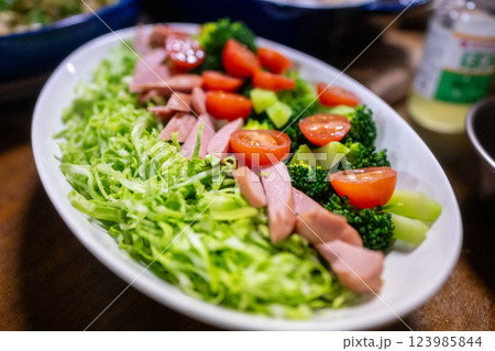 日本の岡山県の一般家庭のホームパーティーの美味しい料理 日本の岡山県の一般家庭のホームパーティーの美味しい料理 123985844