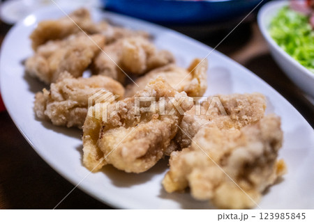 日本の岡山県の一般家庭のホームパーティーの美味しい料理 日本の岡山県の一般家庭のホームパーティーの美味しい料理 123985845