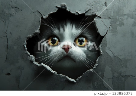 cute kitten on the window 123986375