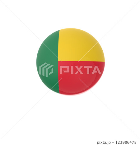 Benin glossy flag ball in white background 123986478