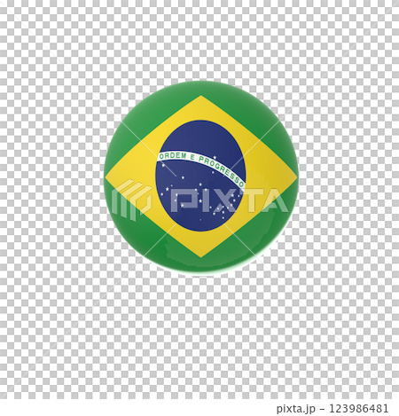 Brazil glossy flag ball in white background 123986481