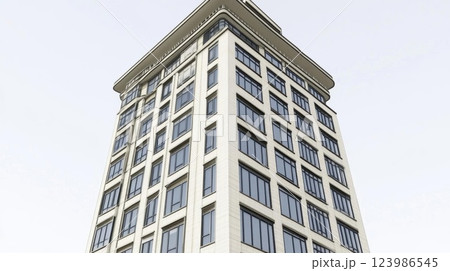 Modern Building Stands Tall with Sleek Design, Urban Architecture with Contemporary Style 123986545