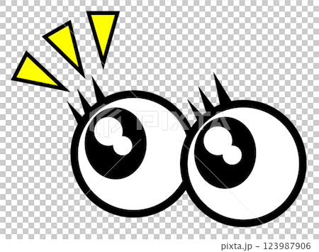両目でビックリした目をする眼球のイラスト 123987906