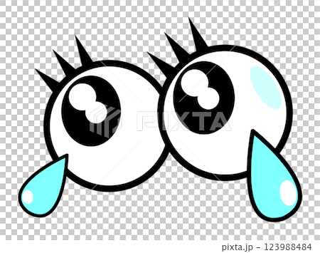 Illustration of an eyeball shedding tears due to allergies, pollen, etc. 123988484
