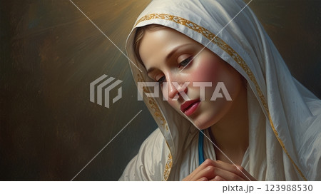 A Stunning Portrait of a Serene Young Woman with Serene Expression in Dark Background 123988530
