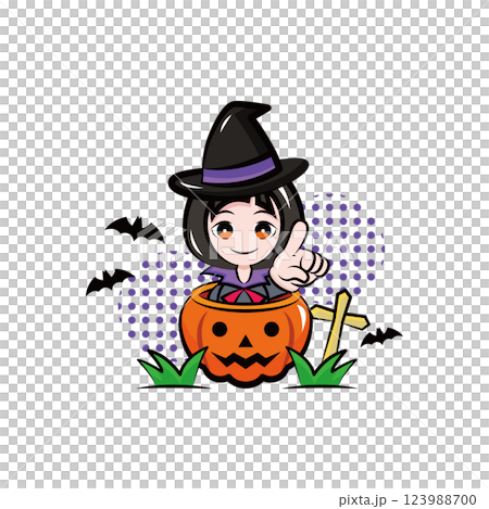 ハロウィン|使える季節行事素材シリーズ(秋)|ポップなワンポイントイラスト ハロウィン|使える季節行事素材シリーズ(秋)|ポップなワンポイントイラスト 123988700