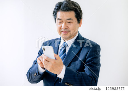 スマホを操作するシニアビジネスマン 123988775