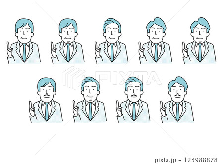 イラスト素材:スーツを着た40から50代男性ビジネスパーソンのシンプルな線画イラスト(カラー) イラスト素材:スーツを着た40から50代男性ビジネスパーソンのシンプルな線画イラスト(カラー) 123988878