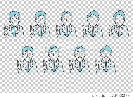 Illustration material: A simple line drawing of a male business person in his 40s or 50s wearing a suit (color) Illustration material: A simple line drawing of a male business person in his 40s or 50s wearing a suit (color) 123988878