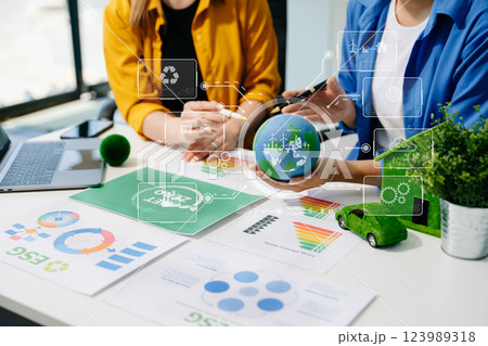 ESG concept of environmental, Green ethical business preserving resources, reducing CO2 123989318