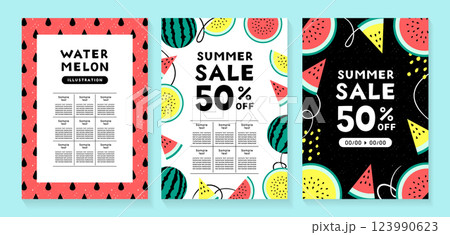 スイカのチラシテンプレートセット_1 スイカのチラシテンプレートセット_1 123990623