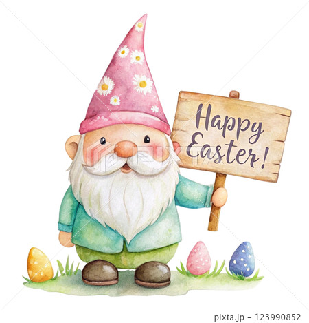 Gnome Easter Clipart Watercolor 123990852