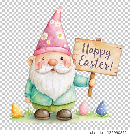 Gnome Easter Clipart Watercolor 123990852