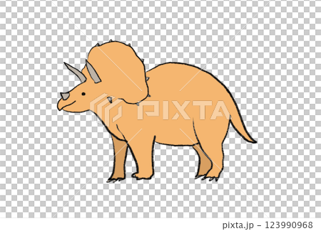 橙色的三角龍插圖 橙色的三角龍插圖 123990968